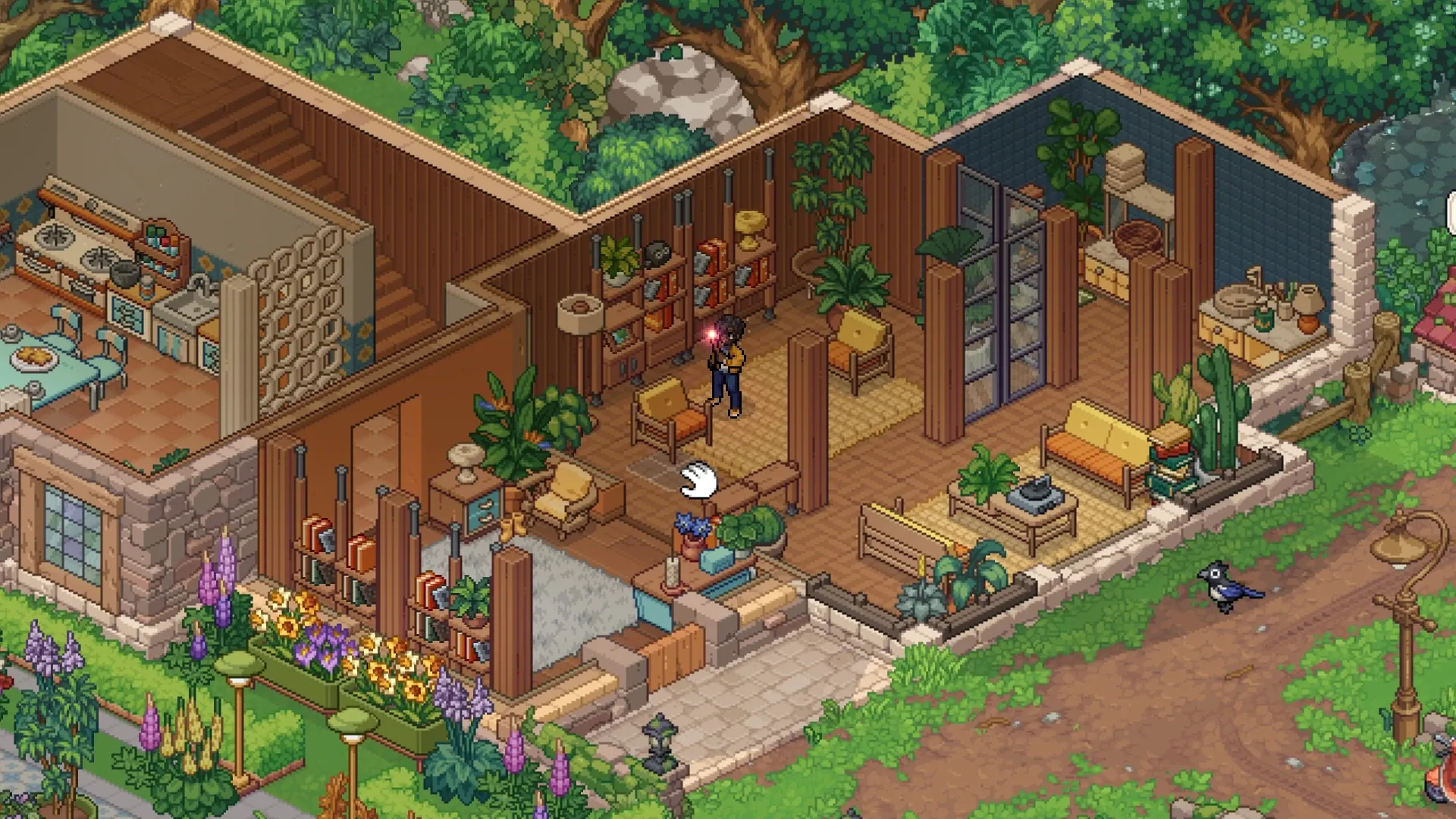 A cottage interior being decorated